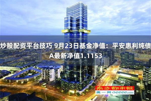 炒股配资平台技巧 9月23日基金净值：平安惠利纯债A最新净值1.1153